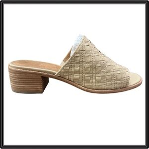 Frye 3470054 Cindy Woven Leather Mule Sandals Women’s 10M Cream Block Heel EUC